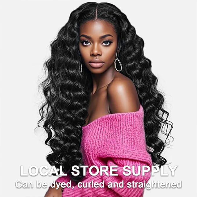 FASHION PLUS Loose Wave Lace Front Wigs Human Hair 220% Density Loose Wave Wig 13x4 HD Regular Loose Deep Wave Lace Frontal Wig 15A Glueless Wigs Human Hair Pre Plucked for Women 28 Inch
