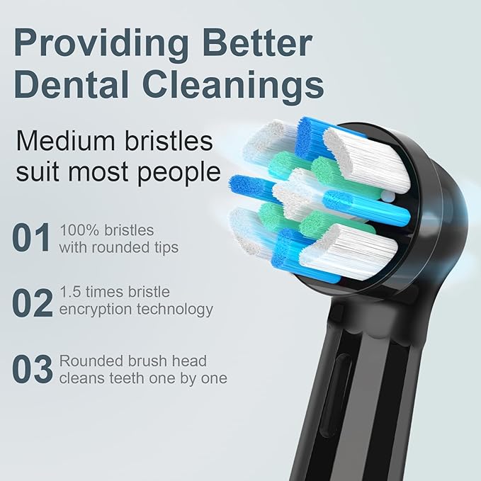 8 Pcs IO Replacement Heads Compatible with Oral B IO 2/3/4/5/6/7/8/9/10/Deep Clean Series Electric Toothbrushes, Medium Softness Brush Heads Compatible with Oral B iO (Black)