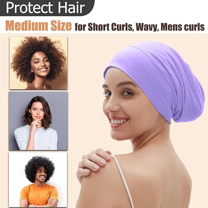 Sleep Cap Bonnet for Sleeping, Adjustable Cooling Ice Silk Lined Hair Bonnets for Natural Curly Braids Beanie Hat Women Men