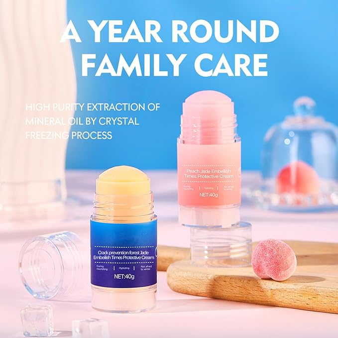 Feet Cracking Prevention Stick,Anti-Cracking Foot & Hand Cream Moisturizer for Dry Cracked Heel Feet, Knee, Elbow, Foot Balm Stick for Callus Remover & Dead Skin Softener (Pink+Blue)