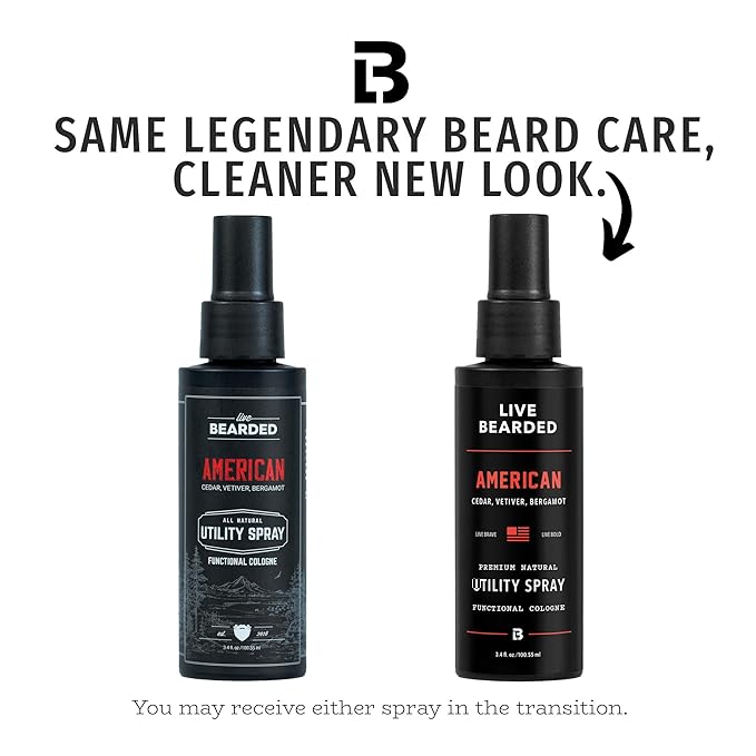 Live Bearded Utility Spray - All Purpose Cologne with Natural Fragrance - Made in the USA - 3.4 fl oz Bottle | American Scent - Cedar, Vetiver, Bergamot