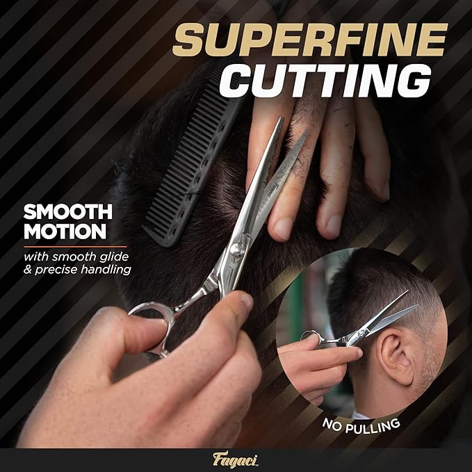 Fagaci 6" Hair Thinning Scissors with 440C Steel, Extreme Sharpness & Precise Cuts, Texturizing Shears, Professional Barber Scissors Set, Slim Blades