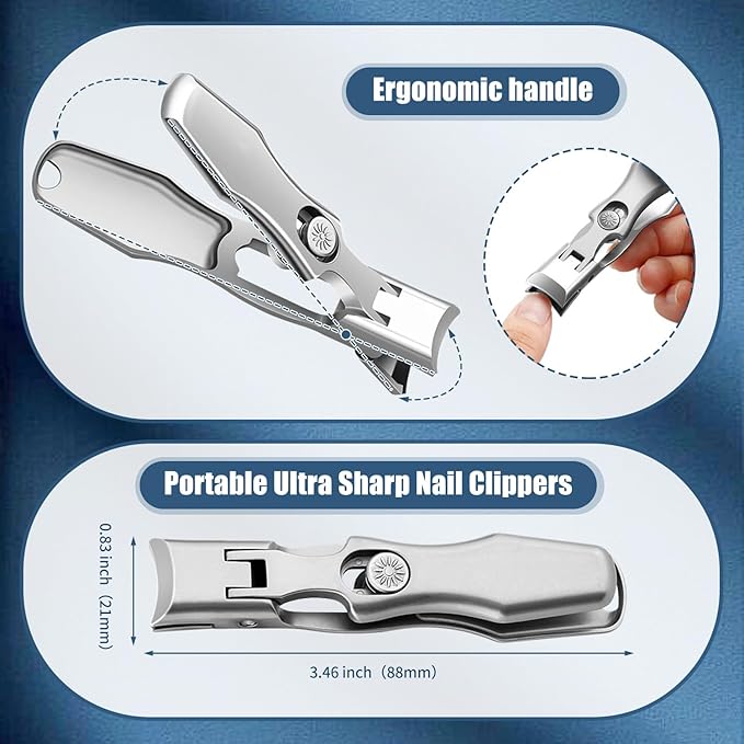 German Nail Clippers for Men, 2025 Upgraded Ultra Sharp Stainless Steel Nail Clippers for Thick Nails, The Luxurious Ultra Sharp Nail Clippers Set with Nail File for Seniors Men Women (Black)