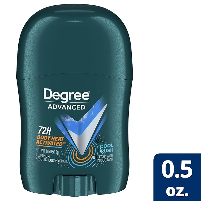 Degree Men’s Travel Deodorant 3-Pack – 72H Body Heat Activated Mini Antiperspirant Stick, 0.5 Oz Ea