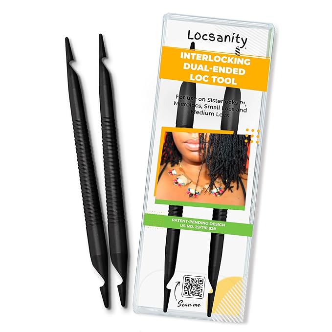 Locsanity Interlocking Tool for Locs - Dual-Ended Metal Dreadlock Crochet Needle - Sisterlock Retightening Tool, Loc Maintenance - Hair Styling Dreads, Microlocks, Small/Medium Locs