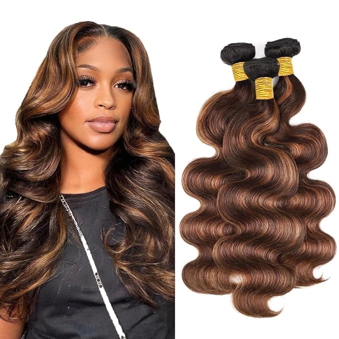 Freiuoke 20 22 24 Inch P4 30 Human Hair Bundles Highlight Body Wave Bundle 4/30 Body Wave 3 Bundles Brazilian Virgin Hair Extensions