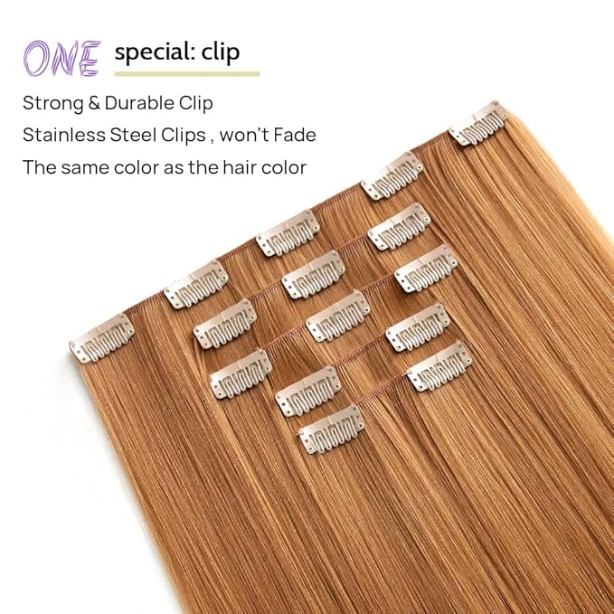 Blonde Brown Hair Extension Clip in Straight 22" Long Synthetic Invisible Extensions Black Fluffy and not tangled Clips on Hairpieces for Women 5PCS Curly Wavy 18" Red White Natural 5 Oz