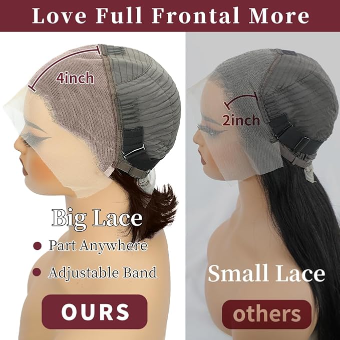 LICHANG Bob Chocolate Brown 13x4 Straight HD Transparent Lace Front Wig 200% Density 14 Inch