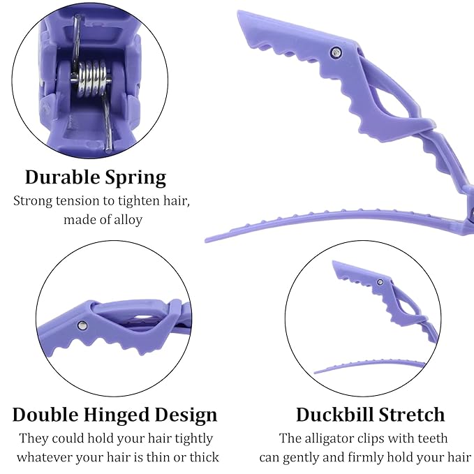 24 Pack Alligator Hair Clips for Styling, Sectioning Crocodile hair Clips Professional Barber Accessories for Salon of Thick Curly Volume Hair (Multicolored)