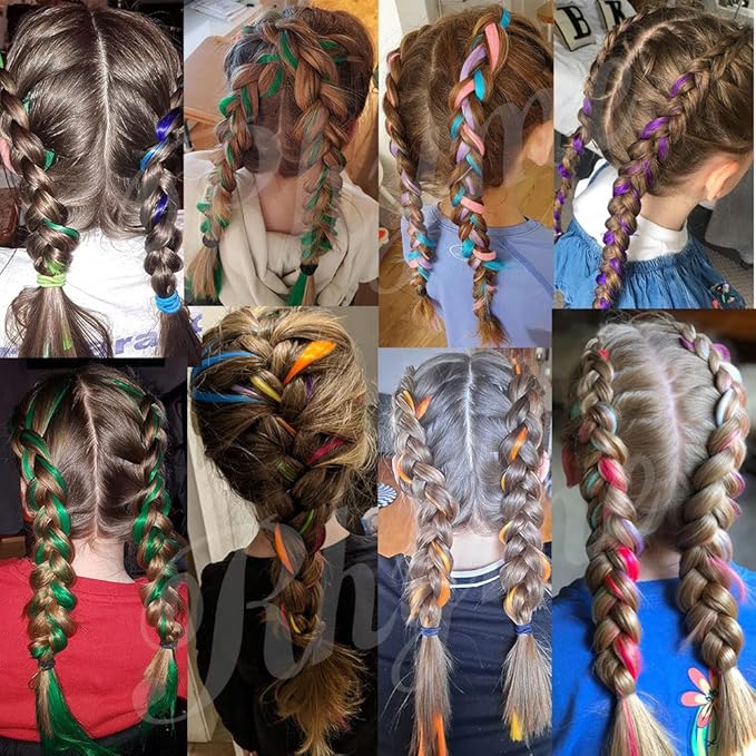 Rhyme 9 PCS Colored Hair Extensions Clip In 21 inch Straight Multicolored Hair Extensions Accessories For Girls Women Gift Party Highlights Wig Pieces (Rainbow Color)