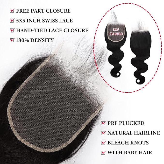 5x5 Hd Lace Closure Human Hair 22 Inch Body Wave 5x5 Closure 12A Grade Hd Transparent Lace Frontal Closure Pre Plucked Natural Black