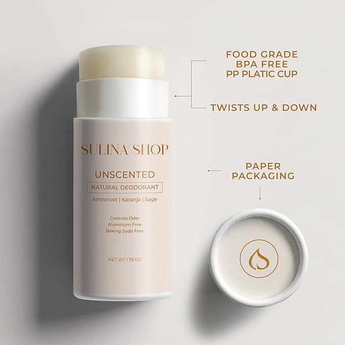 All Natural Deodorant for Women & Men – Unscented, Plant-Based, Aluminum-Free & Baking Soda-Free – Gentle for Sensitive Skin – 24 Hr Odor Protection – Travel Size
