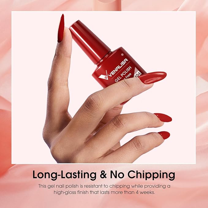 Venalisa Red Gel Polish - 1 Pcs Red Color DIY at Home Manicure Salon Nail Art