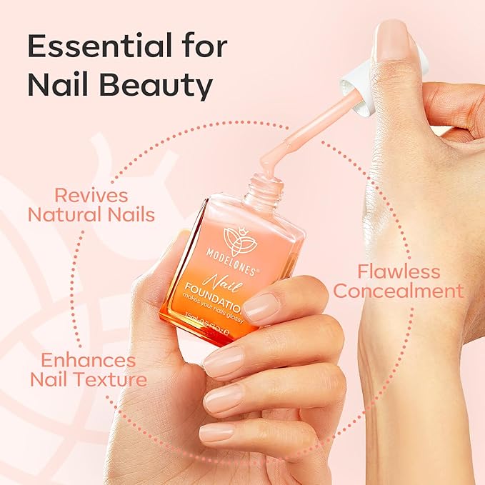modelones Nail Strengthener Nude Nail Repair for Damaged Nails Strengthening Polish 15ml Nail Growth and Strengthener Natural Concealer Foundation Nail Care Gifts for Women
