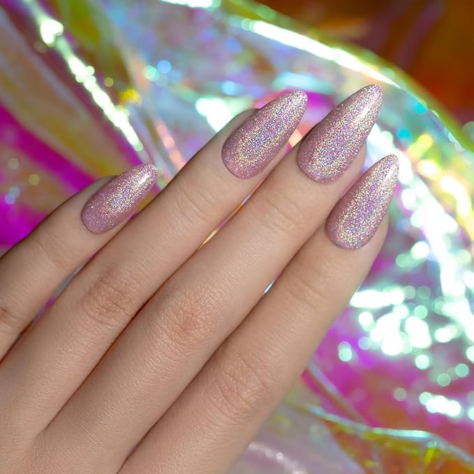 RARJSM Holographic Gel Nail Polish Dark Purple Rainbow Glitter Reflective Iridescent Gel Polish Curing Required Unicorn Mirror Chrome Laser Effect Soak off for Summer DIY Salon Home Manicure 7.5ML