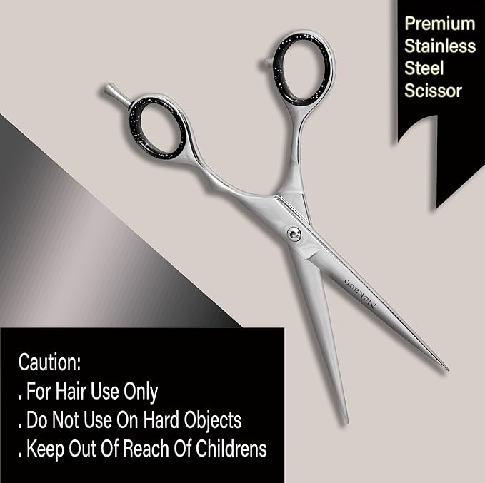 Professional 6.5 Inch Silver Stainless Steel Hair Cutting Scissors, Hair Shears for Barber Salon & Home