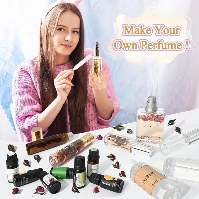 Perfume Making Kit- DIY Roller Perfume Making Kits for Women, Make Your Own Scent with Essential Oil, Bottle, Roller Fragrance Set, Fragrance Gifts for Women Girls