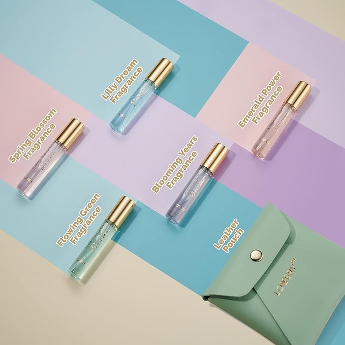 Birthday Gifts From Daughter & Son - Perfume Set Pack of 5 With Leather Pouch - 10ml Mini Fragrances for Travel, Solo Scent & Layering - Sampler Sets for Women & Men