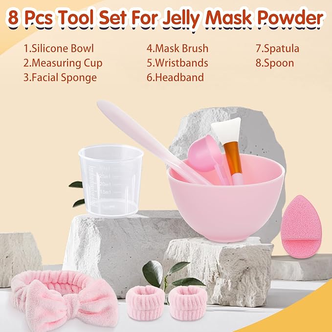 Jelly Masks for Facials Professional, Collagen Firming, Hydrating & Moisturing Face Mask Skin Care, Hydrojelly Peel Off Jelly Mask with Mixing Bowl Set, Christmas Spa Gifts for Women