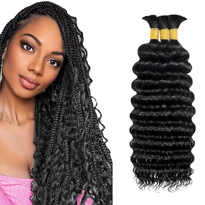 Blonde Braiding Hair 150g 14 14 14 Inch 613 Deep Curly Wave 3 Bundles Bulk Human Hair for Braiding Color 613 Blonde Braiding Hair