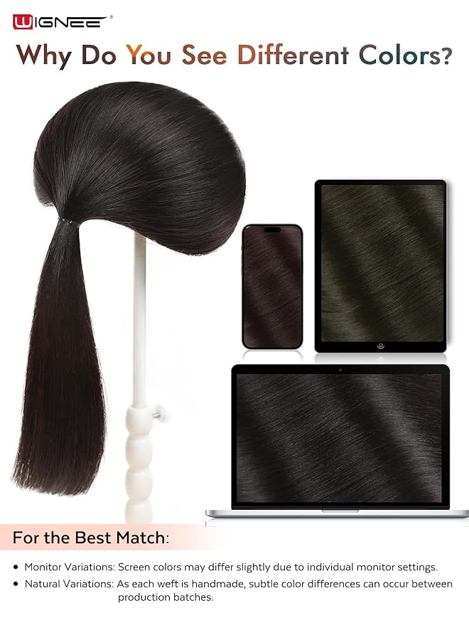 WIGNEE Natural Black Double Invisible PU OVO Human Hair Extensions 100% Remy Human Hair Bundles 18 Inch Genius Glueless Weft Hair Extensions Human Hair