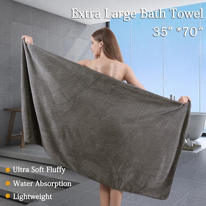 8-Piece Bath Towels Set,2 Oversized Large Bath Towels Sheet,2 Hand Towels and 4 Washcloths - 600 GSM Soft Microfiber Highly Absorbent Quick Dry Shower Towel Collection for Bathroom Hotel and Spa,Brown
