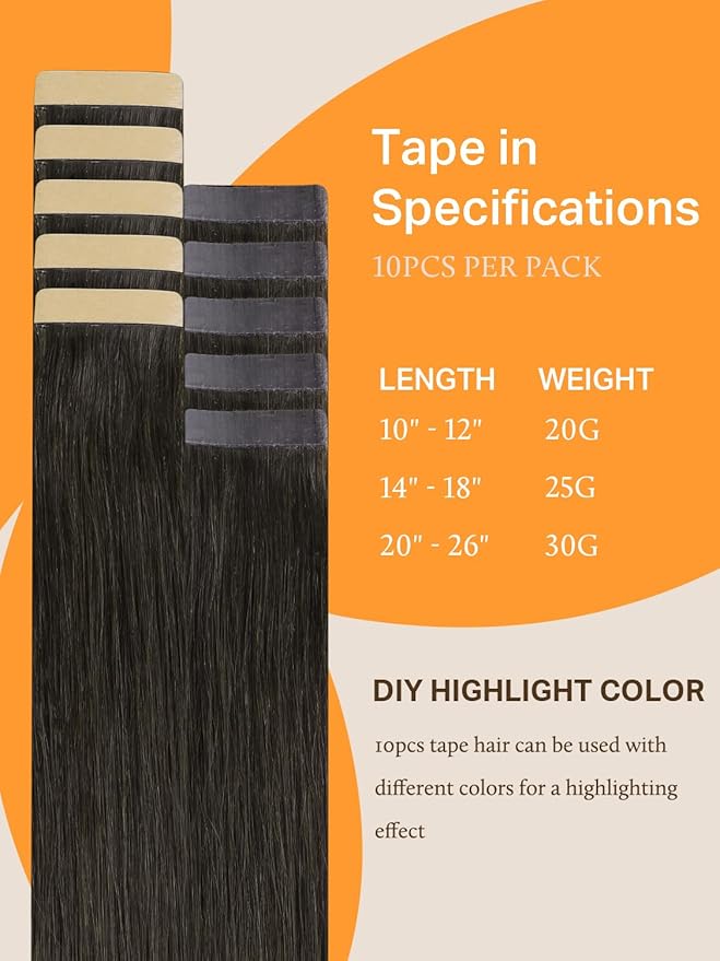 DOORES Tape in Hair Extensions Human Hair, Mocha Brown 12 Inch 10pcs 20g, Human Hair Extensions Natural Hair Extensions Seamless Straight