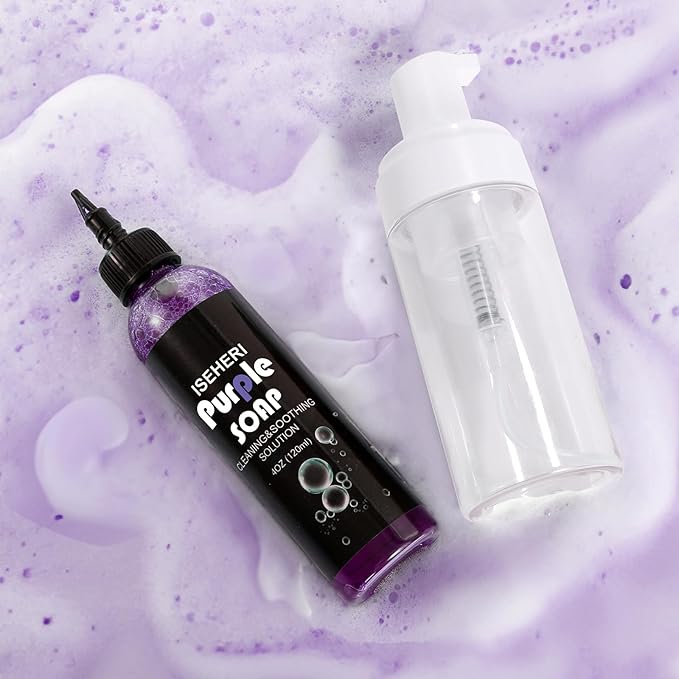 Ultra Concentrated Purple Soap Tattoo 4OZ with Foaming Bottle 120ml, Tattoo Supplies for Tattoos Piercings, Clean Skin Equipment