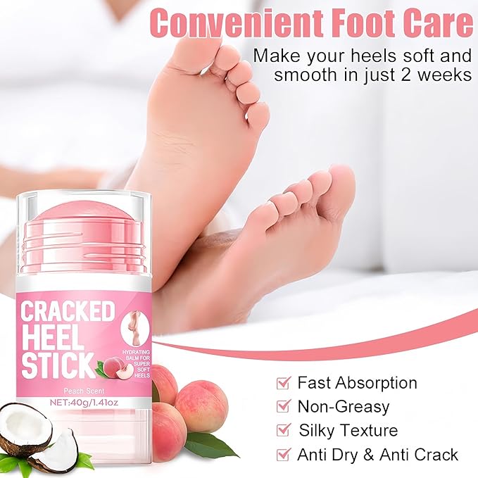 2Pcs Peach Scented Cracked Heel Stick Balm, Heel Stick For Cracked Feet, Foot Cream For Calluses and Dry Feet, Cracked Foot, Manuka Honey Hand Cream