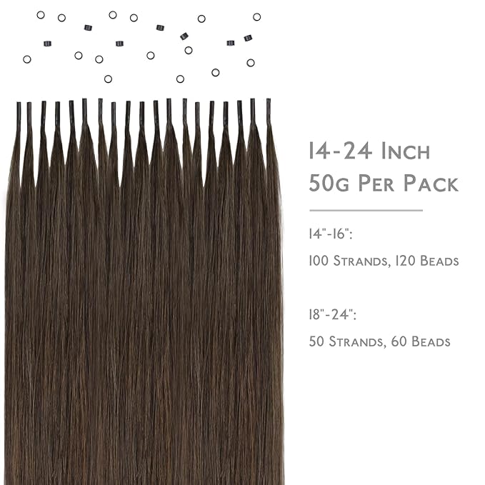 WENNALIFE I Tip Hair Extensions Human Hair, 50g 100s 16 Inch Chocolate Brown Remy Itip Human Hair Extensions Invisible Itips Straight I Tips Fusion Extensions Real Human Hair