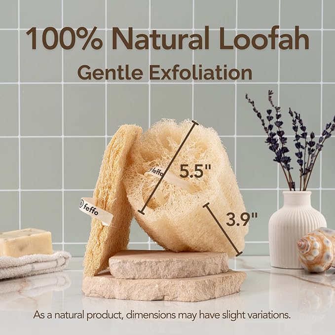 Loofah Sponge for Body Scrub, Exfoliating Body Scrubber & Shower Sponge Shower Scrubber, Loofah for Women and Men, Exfoliating Washcloth Alternative (2 Count, 1 Pack, Natural Cut)