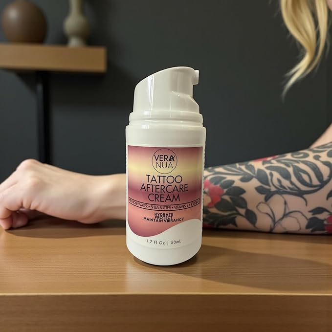 Tattoo Aftercare Cream for Women – With Rose Water, Shea Butter, Vitamin E & Jojoba Oil – Soothes, Protects and Brightens Healed Ink, Non-Greasy Moisturizer, Citrus Floral Scent (50ml)