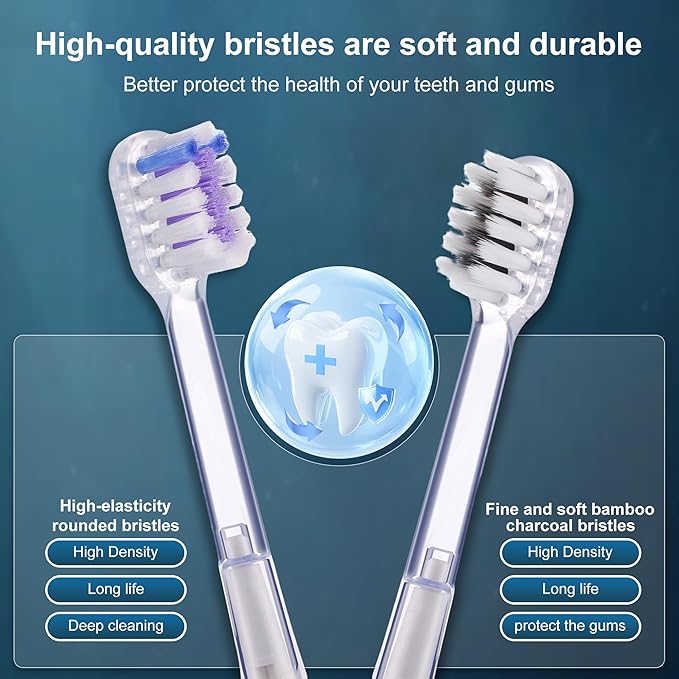 Electric Toothbrush Wave Oscillation & Vibration Sonic Tooth Brush for Adults BASS-Brushing Technique Travel Rechargeable Toothbrushes 4 Soft Bristle Replace Heads IPX7 Gifts for Men Women Bluey