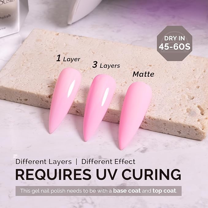 MelodySusie Light Pink Gel Nail Polish,0.5fl oz Nails Soak Off UV LED Macaron Creamy Pink Gel Polish Gift for Women Nail Art Manicure Salon DIY Nail Design Decoration at Home-A2605
