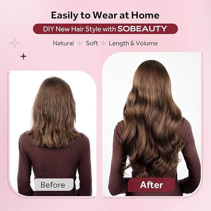 Clip in Hair Extensions Real Human Hair Chocolate Brown Seamless Clip In 100% Straight Remy Hair Extensions PU Skin Weft Add Volume for Women #4A 18Inch 120G 8PCS