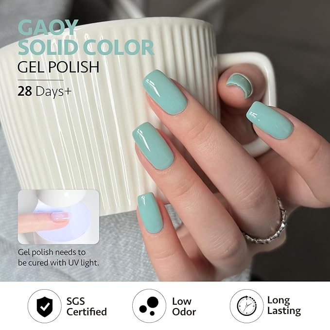 GAOY Blue Gel Nail Polish Set, 6 Colors Navy Baby Blue, Soak Off UV Light Cure Gel Polish Kit for Nail Art DIY at Home