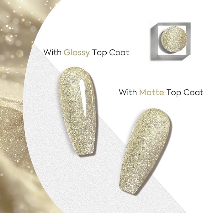 VENALISA Glitter Gel Nail Polish, 1 Pcs Gold Glitter Gel Polish Soak Off Hema-free UV Gel DIY at Home Manicure Salon Nail Art For Girls Women