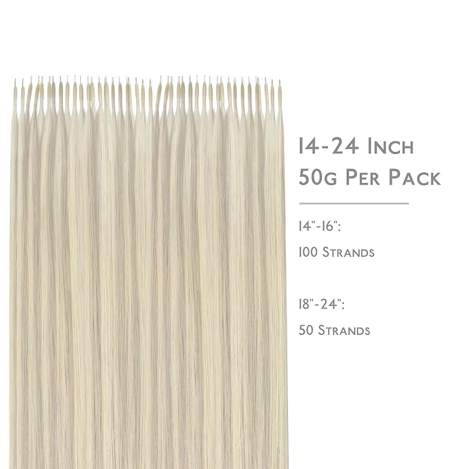 WENNALIFE Nano Bead Hair Extensions Human Hair, 50g 50s 18 Inch Ash Blonde Highlighted Platinum BlondeReal Human Hair Extensions for Women Invisible Nano Ring Hair Extensions Remy Hair Extensiones