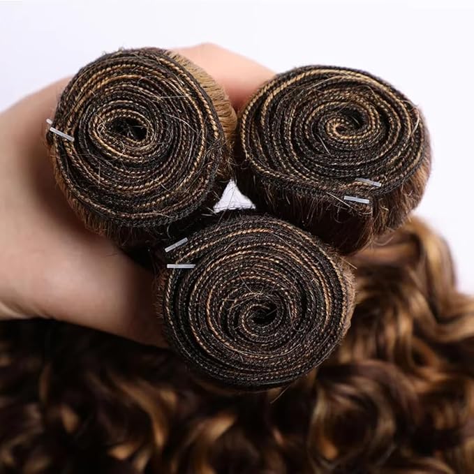 26 28 30 inch Highlight Bundles Human Hair Brown Deep Wave Bundles P430 Human Hair Bundle 2 Tone #4 and #30 Color 150g