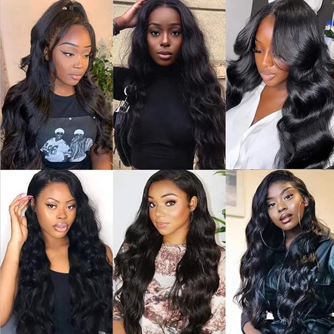 UNice Hair Body Wave Human Hair 4 Bundles 26 26 26 26 inch, 10A Brazilian Unprocessed Human Virgin Hair Wavy Weaves Sew In Extensions Natural Color