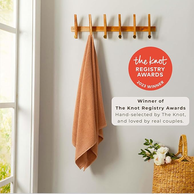 Great Bay Home 100% Cotton 4 Pack 54x27 Bath Towel Set - Absorbent, Quick-Drying, Durable Towels for Bathroom Decor - Low-Twist, Two-Ply Fibers (Clay)