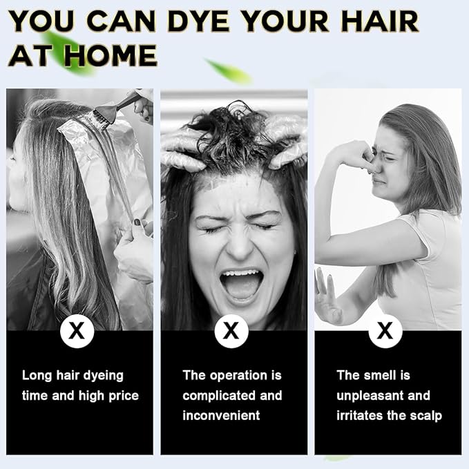 IIIMEIDU Black Hair Dye Shampoo 3 in 1 for Gray Hair, Herbal Ingredients Shampoo Black Hair Dye for Women Men, Grey Coverage Shampoo 500ml