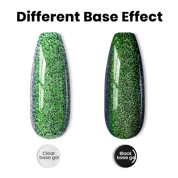 RARJSM Chameleon Gel Nail Polish Green to Purple Multichrome Big Flakes Color Changing Glitter Chrome GelPolish Curing Requires Sparkle Shimmer Nail Gel Varnish Soak Off DIY at Home Salon 15ml