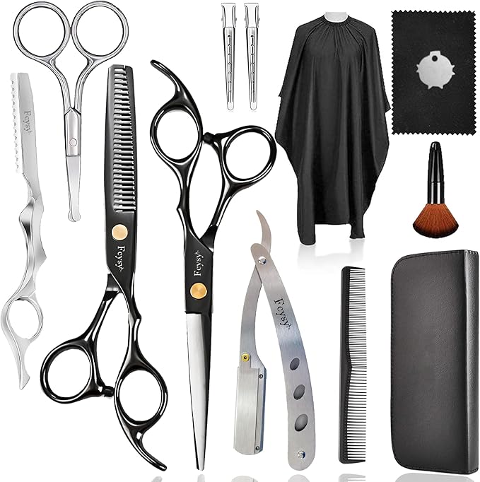 Hair Cutting Scissors Barber Shears Kit, Fcysy Capas De Barbero Profesional Hair Thinning Scissors for Haircutting, Haircut Scissors Blending Shears Eyebrow Hair Trimming Scissors Set for Men Women