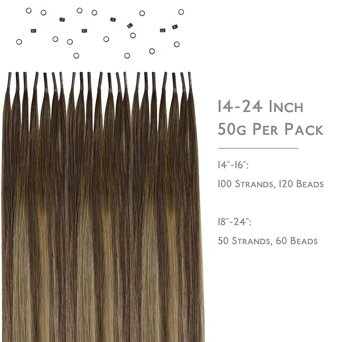 WENNALIFE I Tip Hair Extensions Human Hair, 50g 50s 20 Inch Balayage Chocolate Brown to Caramel Blonde Remy Itip Human Hair Extensions Invisible Itips Straight I Tips Fusion Extensions Real Human Hair