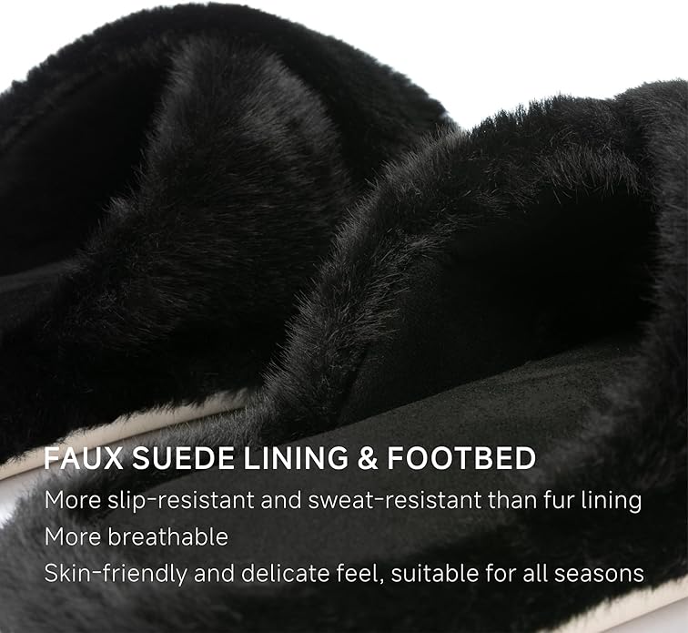 Chantomoo Womens Slippers Memory Foam Fuzzy Cross Band Faux Fur Slippers for Women Gift