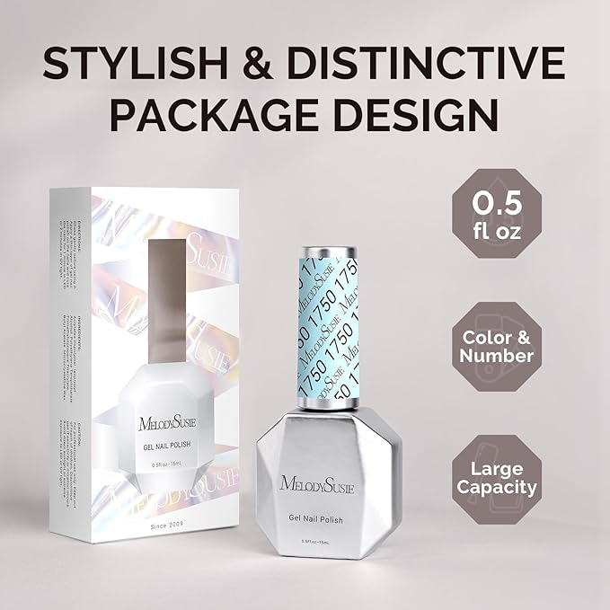 MelodySusie Light Blue Gel Nail Polish,0.5fl oz Soak Off UV LED Bright Blue Gel Polish Gift for Women Nail Art Manicure Salon DIY Nail Design Decoration at Home-1750
