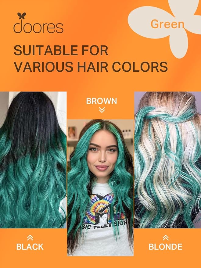 DOORES Human Hair Extensions Tape in, Teal Green Remy Hair Extensions, Real Natural Straight Hair, 30g 10pcs 20 Inch