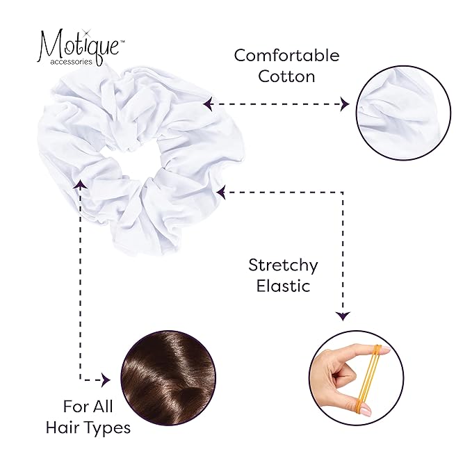 Jumbo Cotton Scrunchie Hair Tie - White