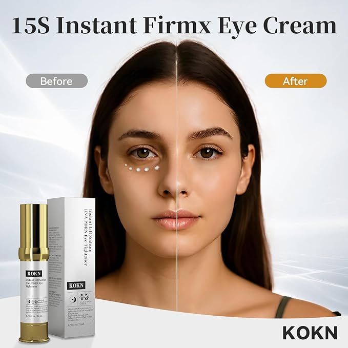 KOKN 15S Instant Firmx Eye&Face Cream | Temporary Eye Tightener | Smooths Wrinkles,Puffy Eyes & Bags | 4-IN-1 Skincare| 5000ppm PDRN,Panthenol,Collagen Formula for LongTerm Repair, 0.71 Fl Oz